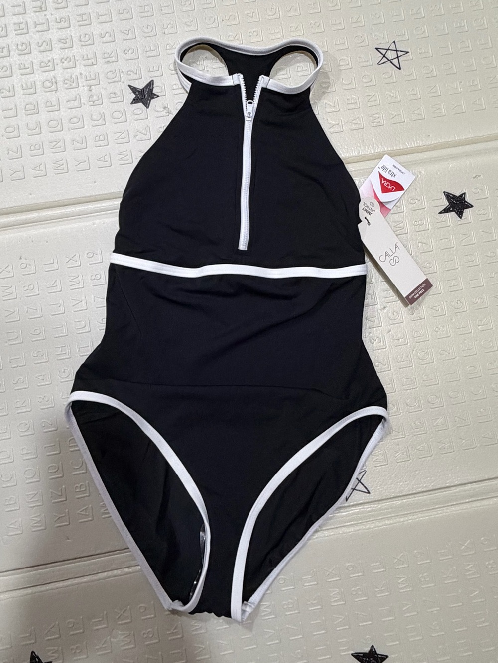 CALIA by Carrie Underwood Black One-Piece Swimsuit with White Trim